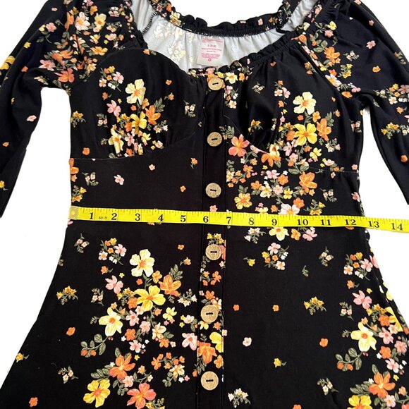 No Boundaries Floral Black Dress Long Sleeve Button Size Small Casual Fall NWOT - Picture 6 of 8